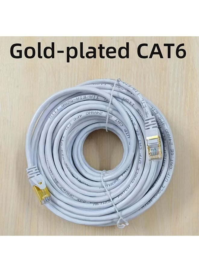 كابل إيثرنت Cat6 مقاس 49 21 قدم، موصلات RJ45 مطلية بالذهب ومحصنة، تصميم ملفوف - Image 1